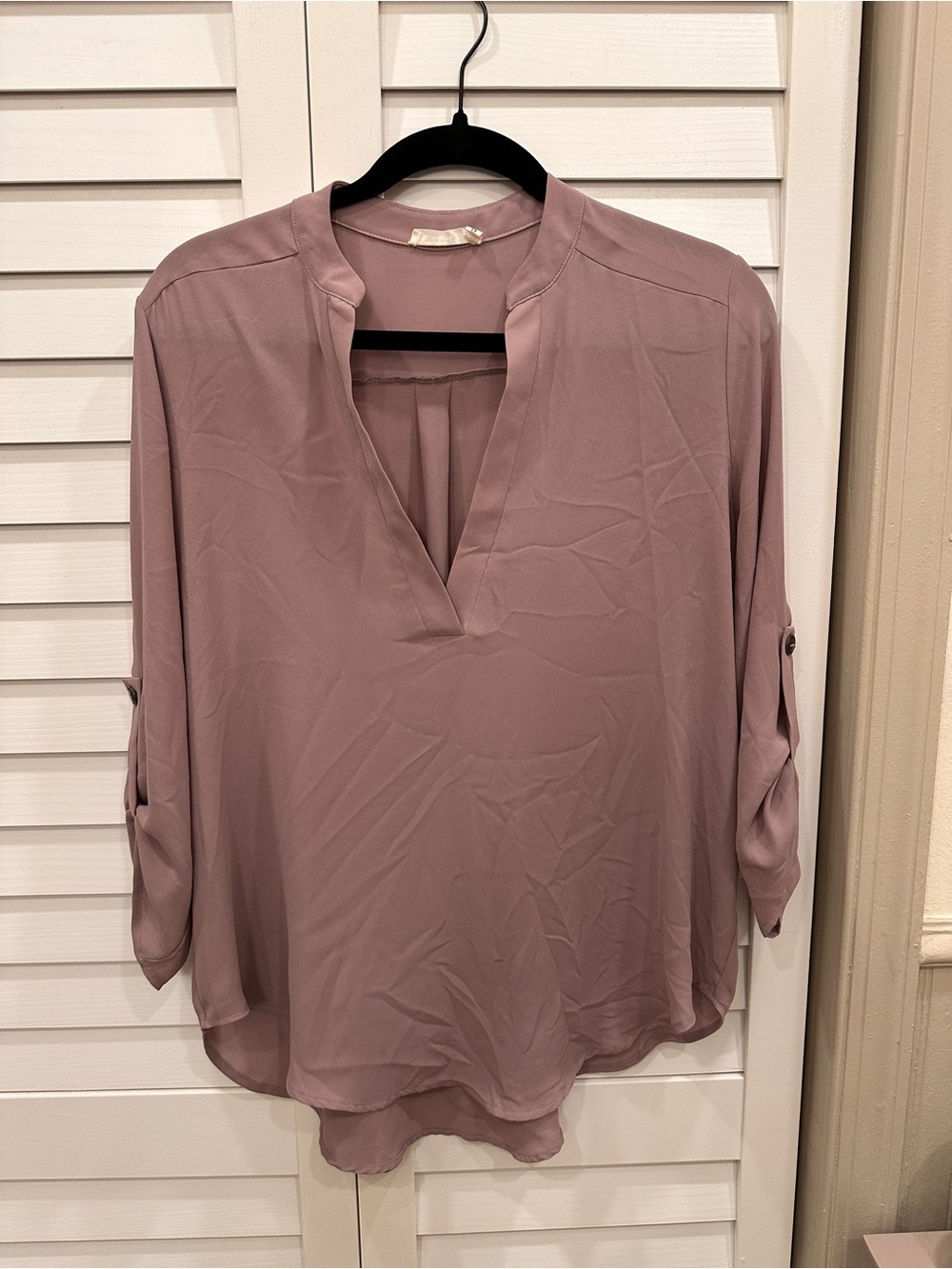 Womens Dusty Mauve V-Neck tunic Blouse size m